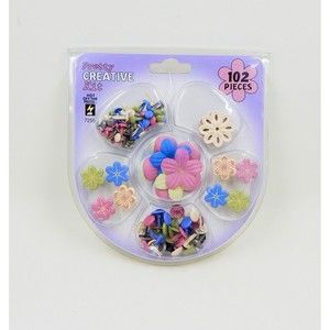 Pretty Creative Kit Flower Brad Embellishment Hot Off The Press 102 Pieces